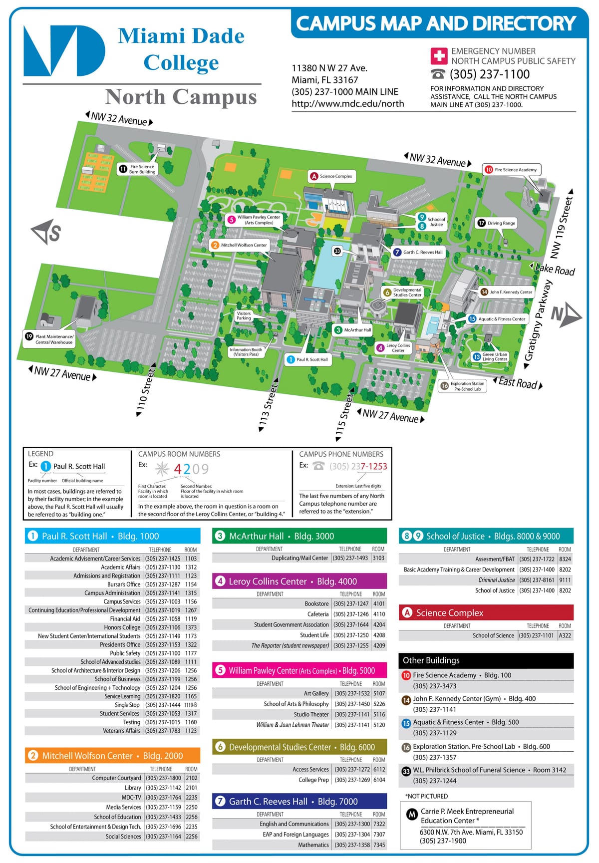 迈阿密戴德学院,北校园地图