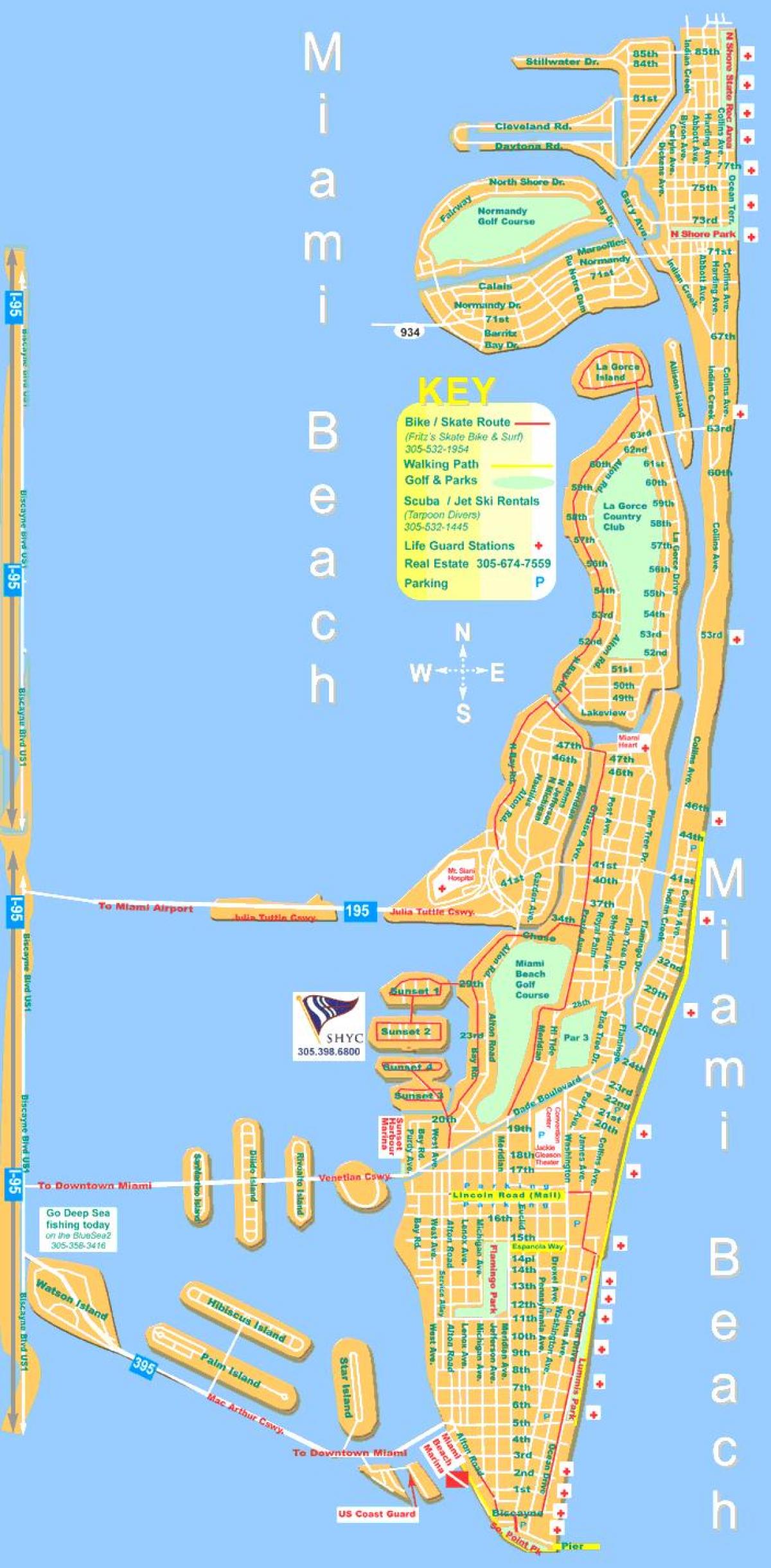 迈阿密海滩的地图