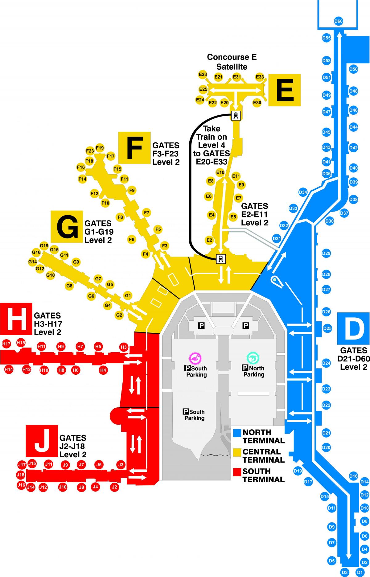 迈阿密机场终端的地图